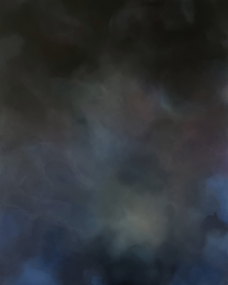 Moon in Dark Sky – Abstraktes Wolkenbild von Christin von Wels im Hochformat