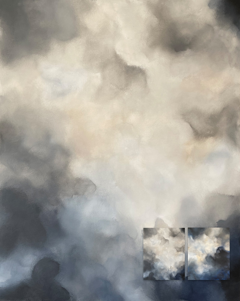 Winter Light No. 1 – Abstraktes Wolkenbild von Christin von Wels im Hochformat mit kleinem Insert des gesamten Diptychons