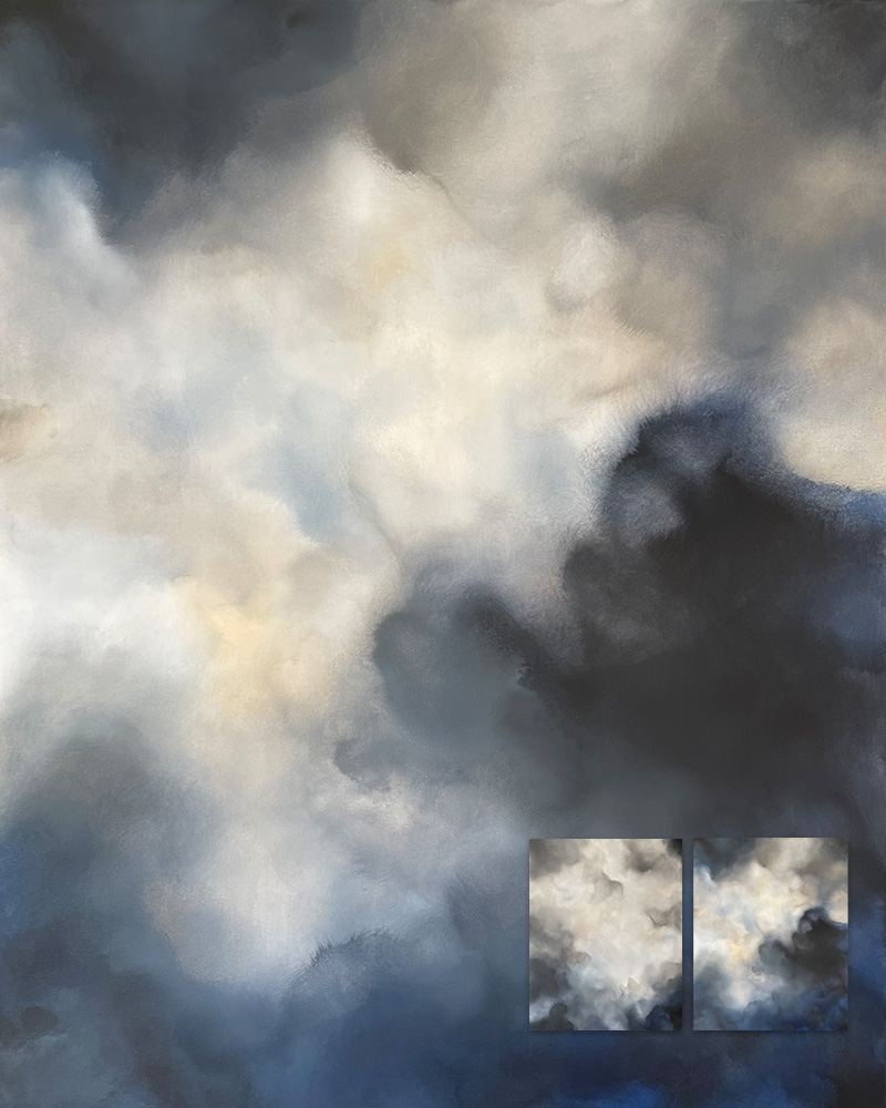 Winter Light No. 2 – Abstraktes Wolkenbild von Christin von Wels im Hochformat mit kleinem Insert des gesamten Diptychons